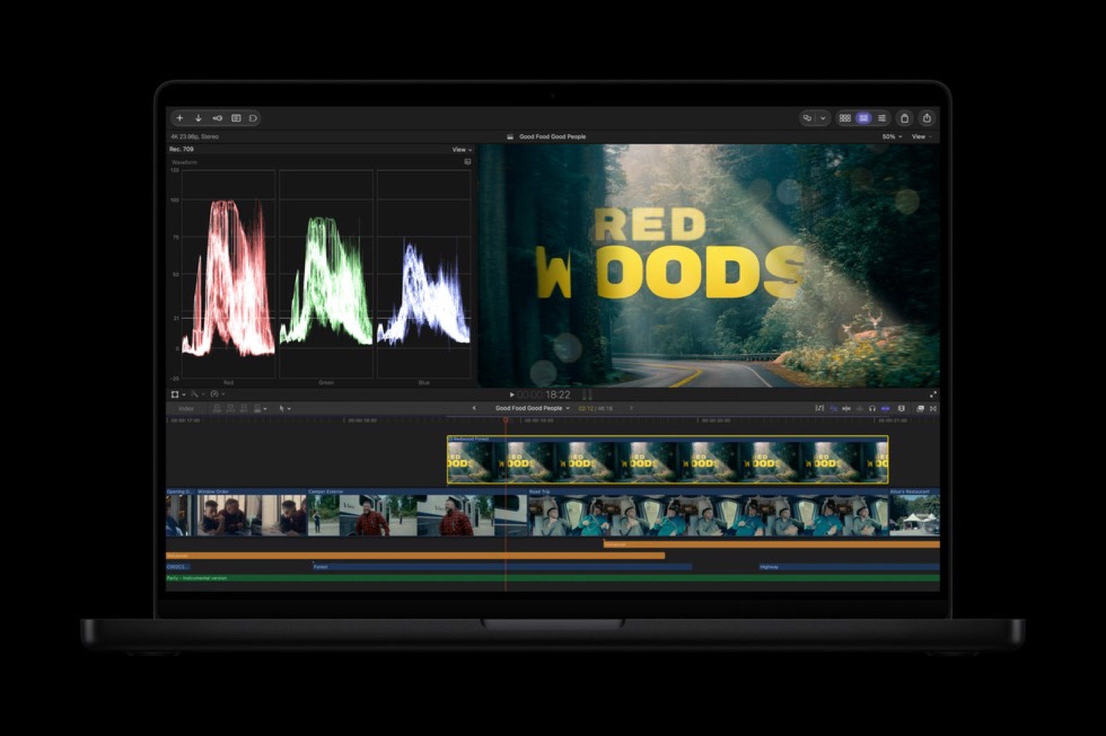 آبل Apple تحدّث فاينل كت برو Final Cut Pro: توليد الصور بالذكاء الاصطناعي ومؤثرات MotionVFX و23 لغة تفريغ جديدة 3 Final Cut Pro على ماك بوك برو مع التحرير المتبادل للصور في Pixelmator Pro — صورة رسمية من آبل